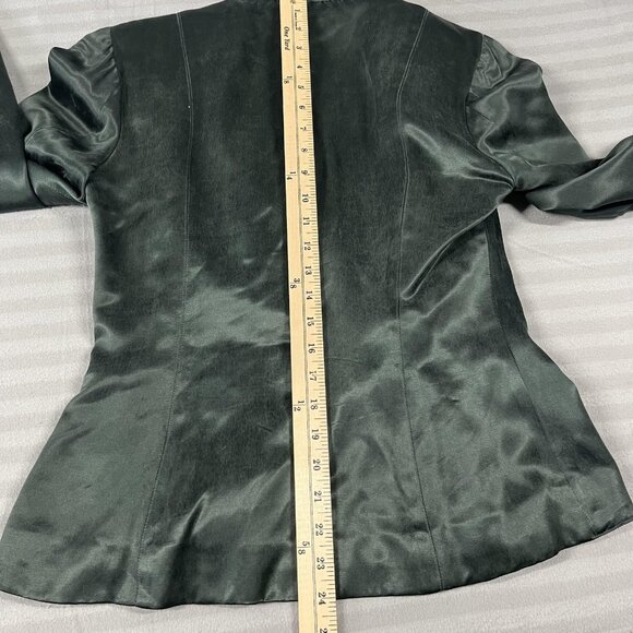 Dorothy Schoelen Blazer Womens Small Made USA Platinum Green Rayon Jacket - Picture 6 of 8
